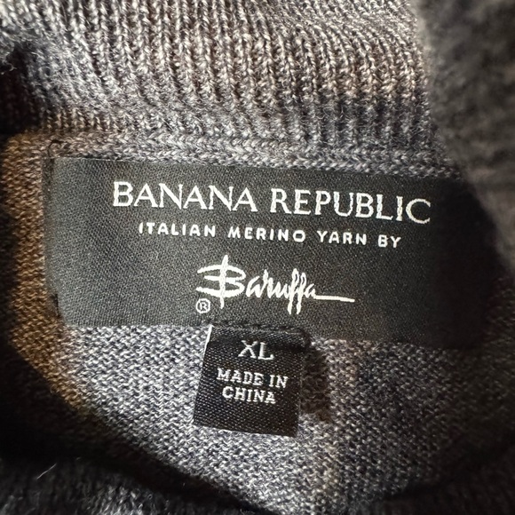 Banana Republic Italian Merino Wool Turtle Neck Sweater XL Gray N218 - Picture 7 of 9